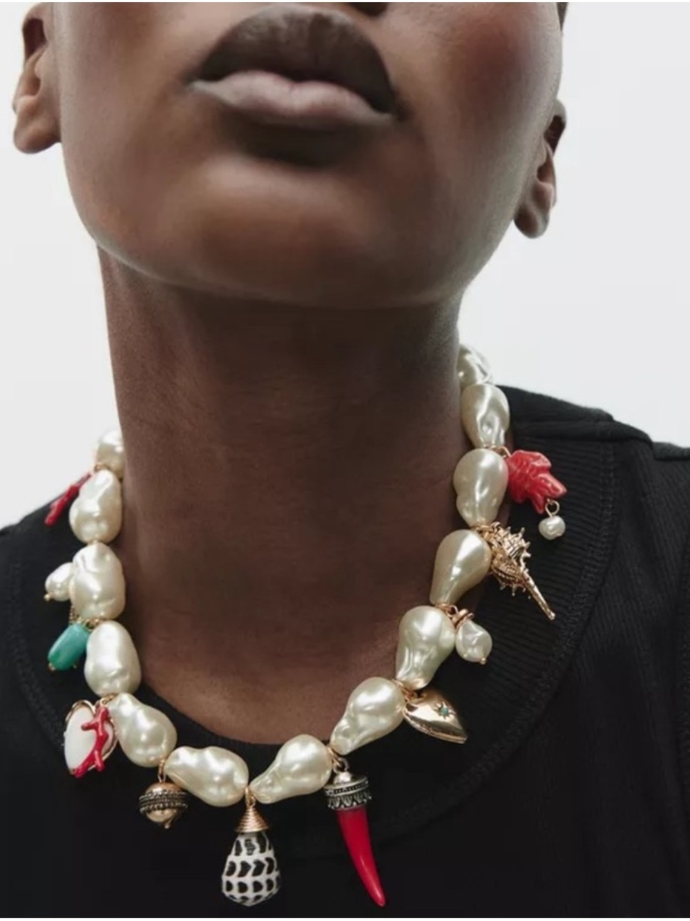 ZARA Charm and Pearl Necklace NWT